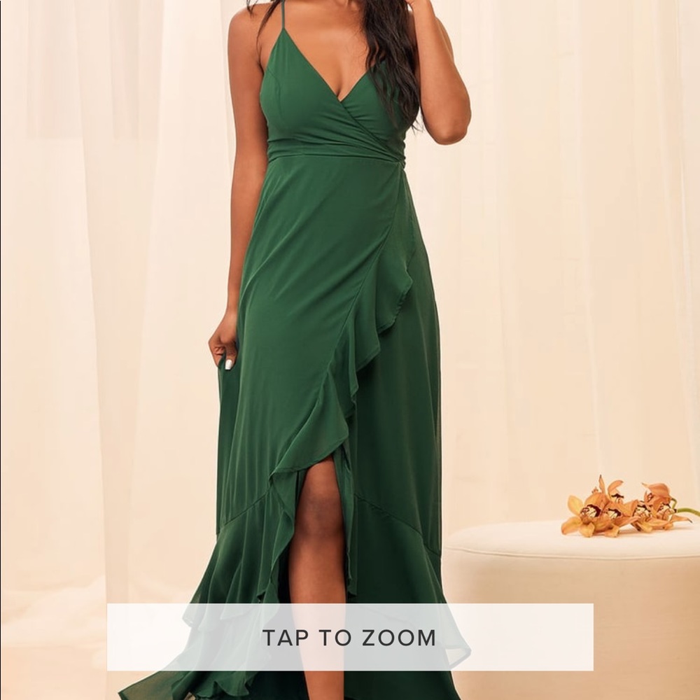 Lulus Green Ruffle Dress Never Worn- XS